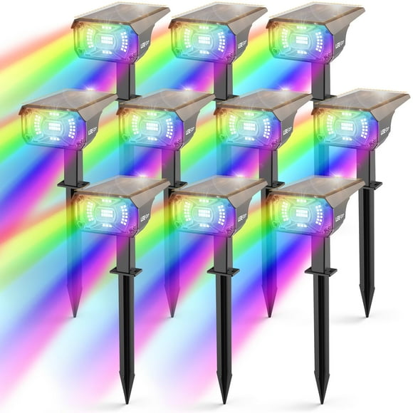 Luces Solares con Foco LEREKAM Cambia Colores 9 Modos IP65 Paquete de 10