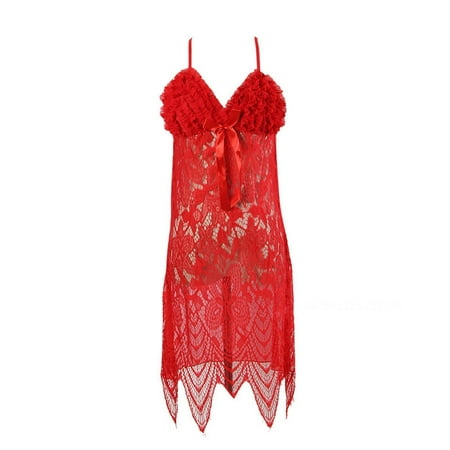 

Women s Beautiful Lace Perspective Hollow Sexy Lingerie Red 1 Red 1