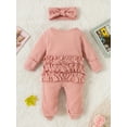 thumbnail image 3 of GXFC Baby Girl Fall Jumpsuits 3M 6M 9M 12M 18M Infant Girl Long Sleeve Zip Up Footies Rompers Bodysuit with Headband Autumn Clothing for Newborn Girl, 3 of 9
