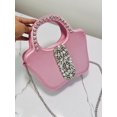 thumbnail image 2 of JIOMAY - Bolso de mano glamoroso con forma de cubo y asa de diamantes de imitación para noche, de diseñador de lujo, de satén de seda, para mujer, monedero, 2 of 5