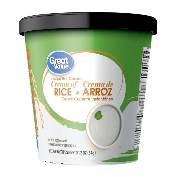 Great Value Cream Of Rice, Instant Hot Cereal, 1.2 Oz