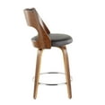 thumbnail image 4 of Cecina Mid-Century Modern Counter Stool With Swivel In Walnut And Brown Faux Leather - Set Of 2, 4 of 7