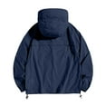 thumbnail image 4 of sususu Long Rain Jackets For Men,Lightweight Casual Jacket Breathable Sun Outdoor Windbreaker Hooded Zipper Jacket For Hiking Travel Daily Wear,Navy,XL, 4 of 5