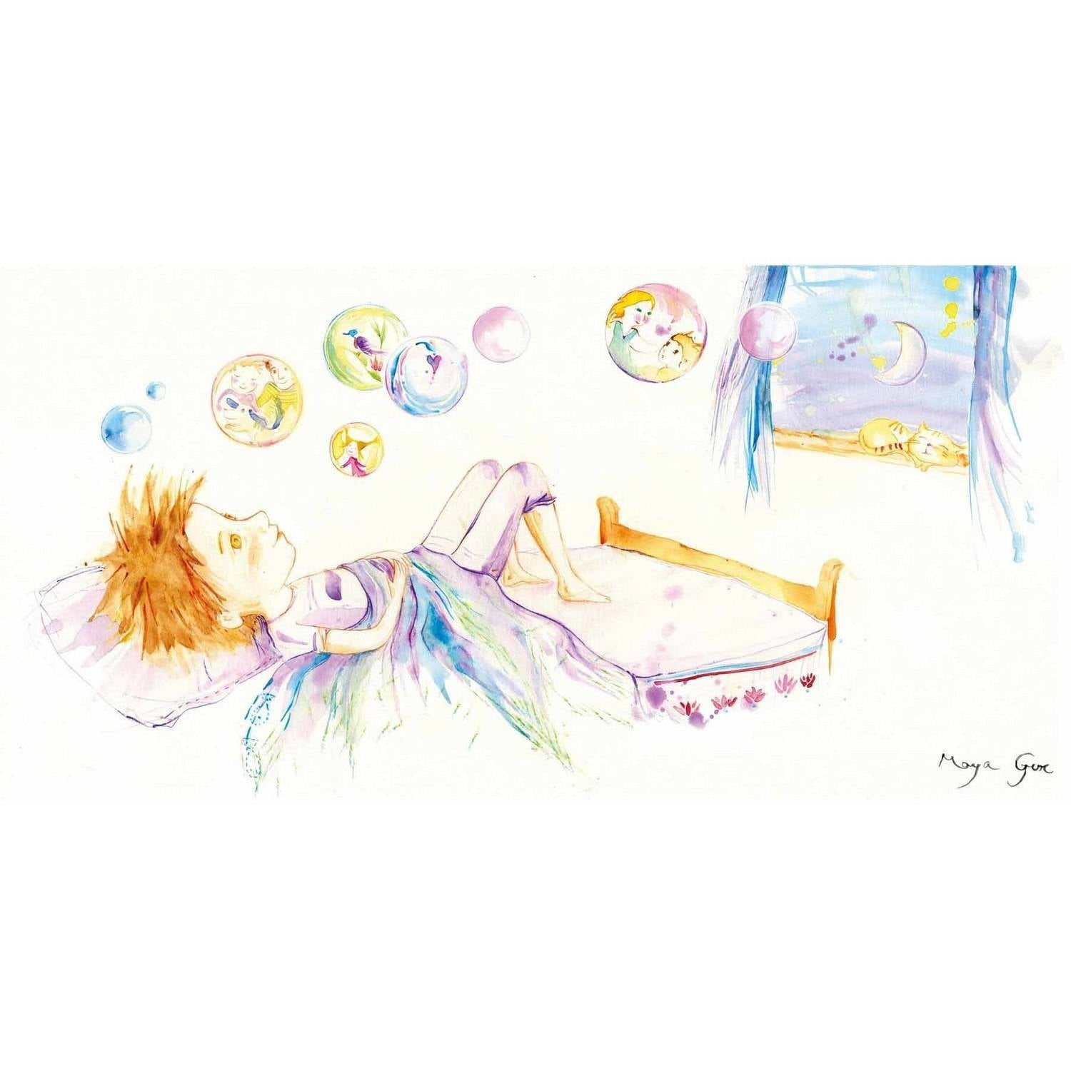 MARMONT HILL  - 'Bedtime' by Maya Gur Painting Print on Wrapped Canvas - Multi-Color 24 x 12