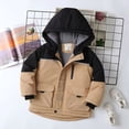 thumbnail image 2 of Boy Winter Jacket 5T Children Boys Girls Long Sleeve Winter Warm Outwear Patchwork Color Jacket Coat Outdoor Z0J-Khaki, 10-12 Years, 2 of 4