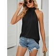 thumbnail image 4 of Gustave Womens Sleeveless Tie Halter Tops Summer High Neck Tank Tops Casual Elegant Vest Shirts Blouses "Black, 2XL", 4 of 6
