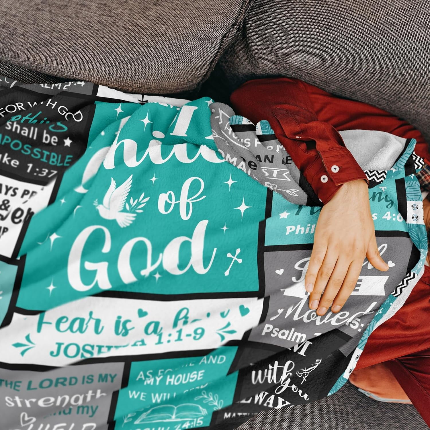 Christian Gifts for Women Men Blanket 60x50in, Christian Gift for Kids, Religious Bible Catholic Spiritual Inspirational Baptism Birthday Gift Ideas Blankets