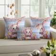 thumbnail image 6 of Easter Decorative Throw Pillow Covers 18x18 Inch Set of 2 Happy Easter Bunny Home Decor Pillow Cases for Couch, Colorful Egg Floral Wood Grain Cushion Case for Living Room Bedroom Bed Car Chair, 6 of 9