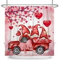 thumbnail image 5 of Happy Valentines Day Shower Curtain Gnomes on Red Love Truck Bathroom Curtain Set with Hooks, Hearts Water Repellent Shower Curtain 72W x 84L inch, 5 of 6