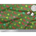 thumbnail image 3 of Soimoi Green Poly Georgette Fabric Santa Bag,Tree & Sleigh Christmas Fabric Prints By Yard 52 Inch Wide, 3 of 3
