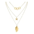 thumbnail image 1 of COLLAR TRIPLE CON PLUMA, ESTRELLA, AROS 14K dorado Unitalla, 1 of 5