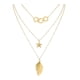 thumbnail image 1 of COLLAR TRIPLE CON PLUMA, ESTRELLA, AROS 14K dorado Unitalla, 1 of 5