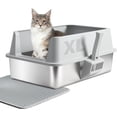 thumbnail image 1 of Caja de arena para gatos Yollber de acero inoxidable XL con tapa y accesorios, 1 of 9