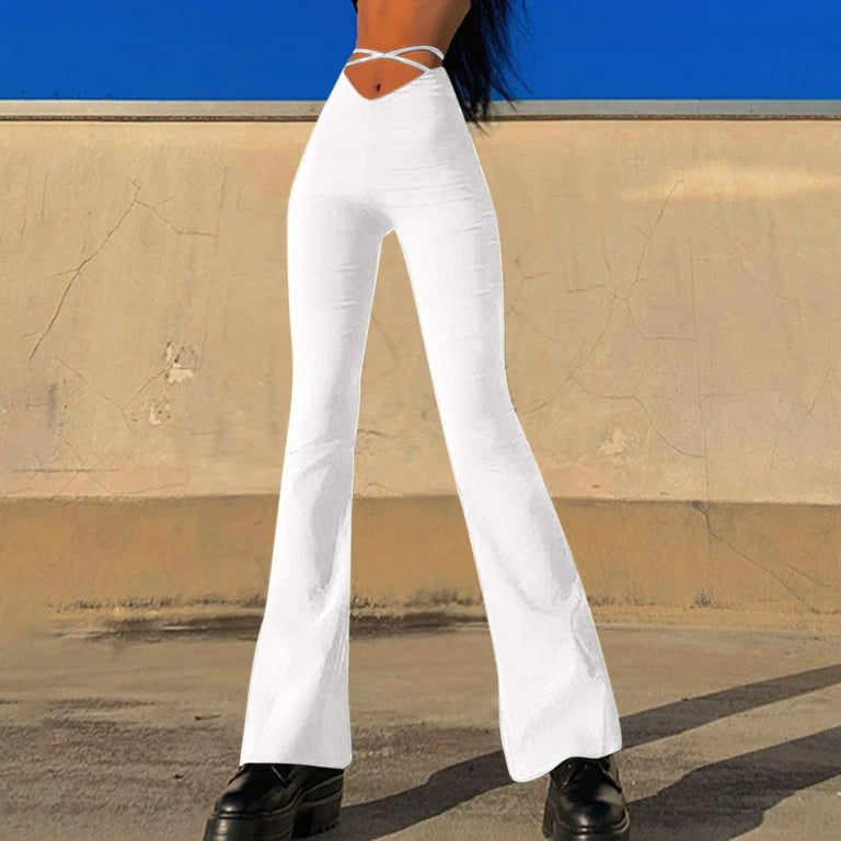 Women's White Cut Out Flare Pant