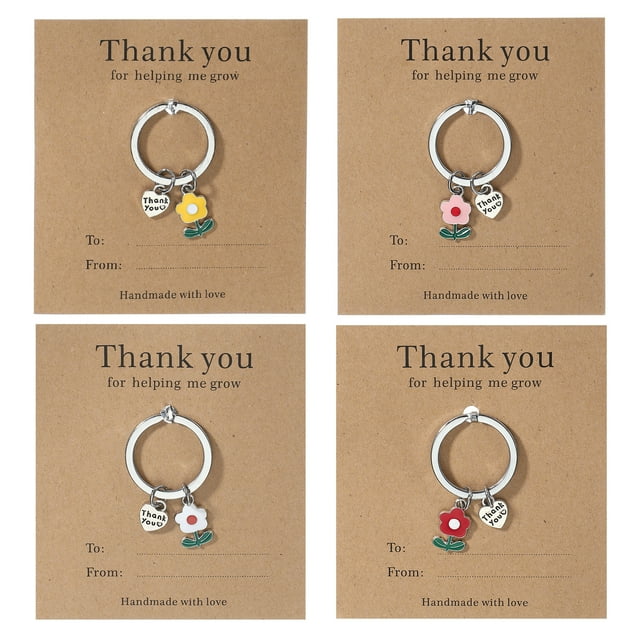 Teacher Appreciation Keychain Flower Pendant Charm Keyring,Yellow/Red/White/Pink