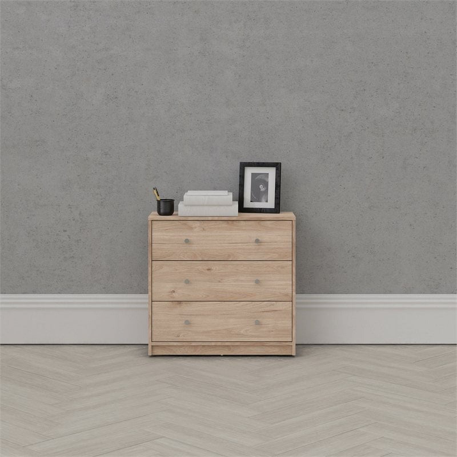 Tvilum Studio 3 Drawer Chest Dresser for Adults, Jackson Hickory
