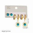 thumbnail image 4 of SPEKSEE 3 Pairs Turquoise Stud Earrings Small Geometric Oval Round Flower Earrings  Cut Shape Square Studs Turquoise Jewelry, 4 of 5