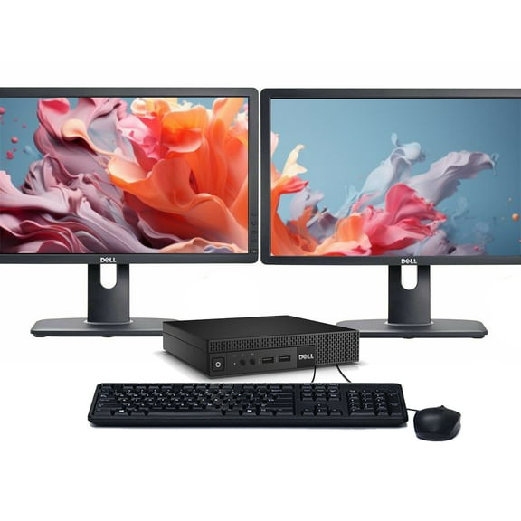 Restored Dell OptiPlex 3060 Windows 11 Mini Desktop Computer Intel Processor 16GB RAM 128GB SSD Dual 22" LCD's Home or Office PC (Refurbished)