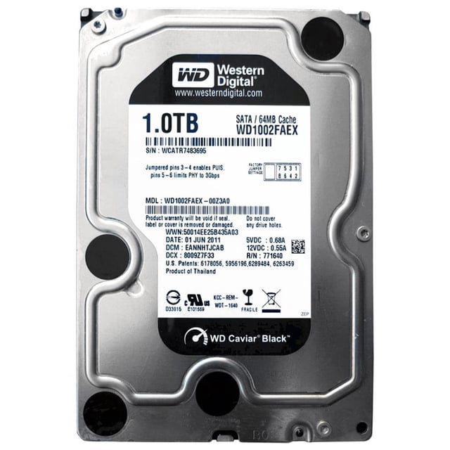Western Digital WD1002FAEX reacondicionado de 1 TB a 7200 rpm Serial Ata/600 Serial ATA Intel (renov