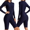 thumbnail image 2 of 2024 traje de baño de una pieza para mujer, traje de baño para surfear, traje de baño liso azul marino con realce, ropa de playa para nadar, trajes de baño, 2 of 5