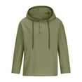 thumbnail image 4 of BLVB Mens Cotton Linen Hooded Sweatshirts Button Drawstring Long Sleeve Tops Casual Loose Comfy Fall Spring Blouse Army Green, 4 of 6