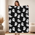 thumbnail image 7 of Fllostpr Halloween 39 x 29 in Spooky Ghost Blanket, Black Soft Flannel Throw Blanket Decorations for Couch, Bed, Sofa & Party, 7 of 7