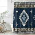 thumbnail image 4 of Blue Brown Boho Bathroom Shower Curtains with 12 Hooks Polyester Waterproof Shower Curtain for Stalls and Bathtubs Country Southwest Tribal Abstract Motifs Decorative Bathroom Curtain 36x72 Inches, 4 of 9