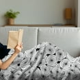 thumbnail image 3 of Geometric Soft Flannel Fleece Blanket, Hand-Drawn Sketch Style Multiple Overlapping Spirals Retro Illustration, Cozy Plush for Indoor and Outdoor Use, 50" x 70", Black White and Grey, by Ambesonne, 3 of 5