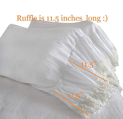 Queen's House White Pillowcases Vintage Farmhouse Crochet Pillow Cover Queen... 
