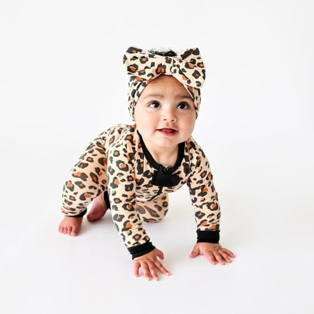 

Unisex Organic Cotton Infant Romper- Lounging Leopard