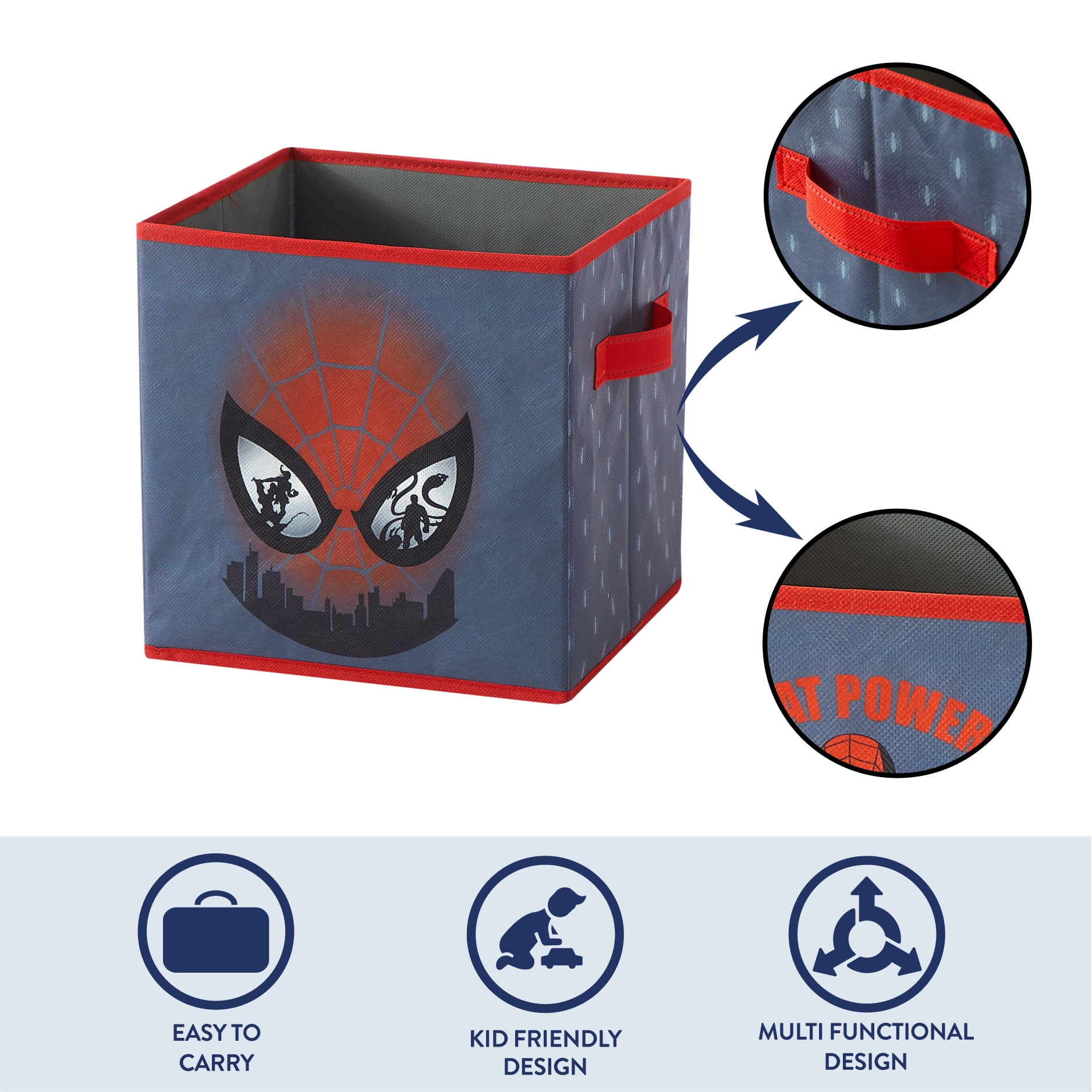 Spiderman Kids' 4-Pack Printed Toy Storage Cubes, 10" x 10"
