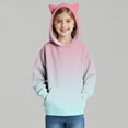 thumbnail image 4 of dazeni Big Girls 3-14 Years Fashion Hoodies Novelty Tie Dye Long Sleeve Pullover with Cat Ear Hood Loose Casual Hooide Sweatshirts with Kanga Pocket Light Blue 12 Years, 4 of 6