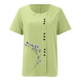 thumbnail image 4 of Liquidation! Uooqdmx Chemises en Lin pour Femmes, Chemises à Manches Courtes pour Femmes, Hauts Fluides pour Femmes, Blouse Col Rond Décontractée Coupe Ample Tunique, Hauts en Gaze pour Femmes, Vert Menthe m, 4 of 4