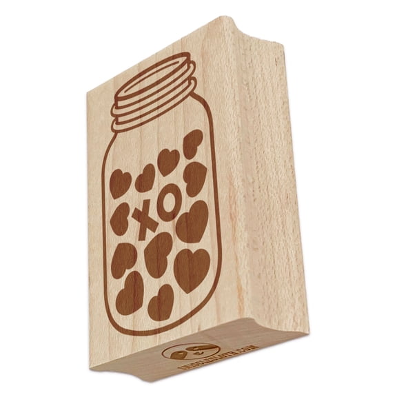 Mason Jar of Hearts Love Valentine's Day Rectangle Rubber Stamp Stamping Scrapbooking Crafting - Small 1.7in