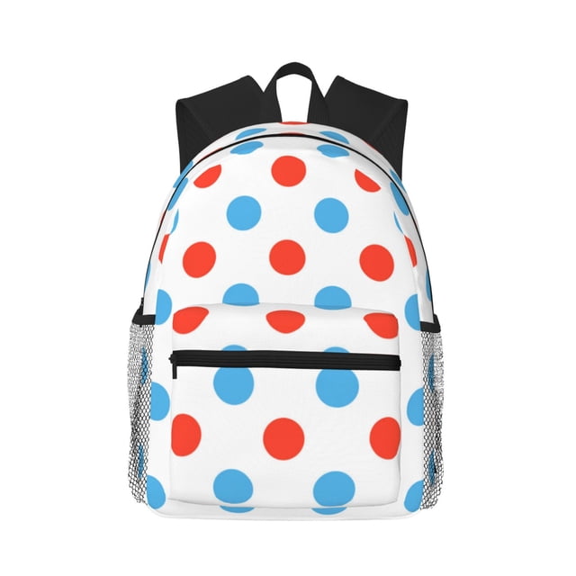 Easygdp Red Blue Polka Dots Mochila Casual para Portátil, Mochila para Escuela, Viajes, Negocios