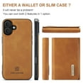 thumbnail image 4 of 2 in 1 Wallet Case for iPhone 16, Retro PU Leather Cell Phone Back Cover Magnetic Detachable with Wallet Credit Card Cash Holder Kickstand for iPhone 16, Brown, 4 of 10