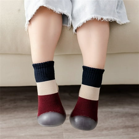

LYCAQL Toddler Shoes Toddler Kids Baby Boys Girls Shoes First Walkers Contrast Color Antislip Shoes Socks Little Girls Shoes (Red 26 Toddler)