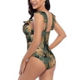 thumbnail image 5 of Yiaed Camouflage Rabbit Print Women's Ruffled One Piece Swimsuit V Neck Swimwear Slimming Monokini for Woman-Medium, 5 of 8