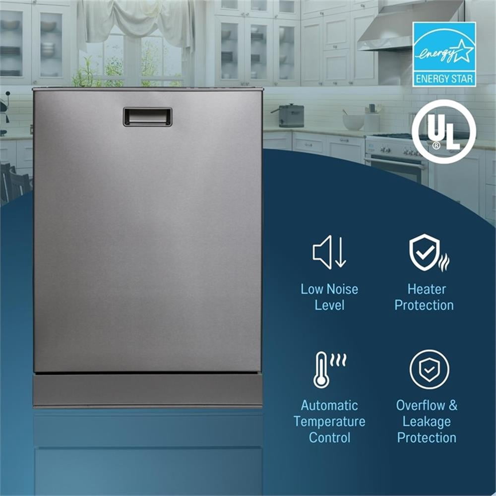 Pemberly Row 24" Stainless Steel Built-In Dishwasher with Top Control in Silver