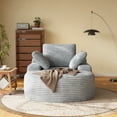 thumbnail image 4 of Magic Home Oversized Chaise Lounge Chair Indoor, Modern Deep Seat Sofa with Back Cushion, Pillows, Cloud Plush Corduroy Upholstered Sofa Bed, for Living Room,Bedroom,No Assembly Required, Gray Couch, 4 of 16