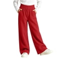 thumbnail image 2 of BXJX Girls Corduroy Pants, Straight Leg School Elastic Waist Outdoor Kids Casual Pants Red Size 5-6 T, 2 of 7