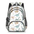 thumbnail image 2 of Dinosaur and Plant White Pattern Backpack for School, Cute School Bag with Adjustable Shoulder Straps and Padded Back, 16.9"x12.6"x5.9", 2 of 5