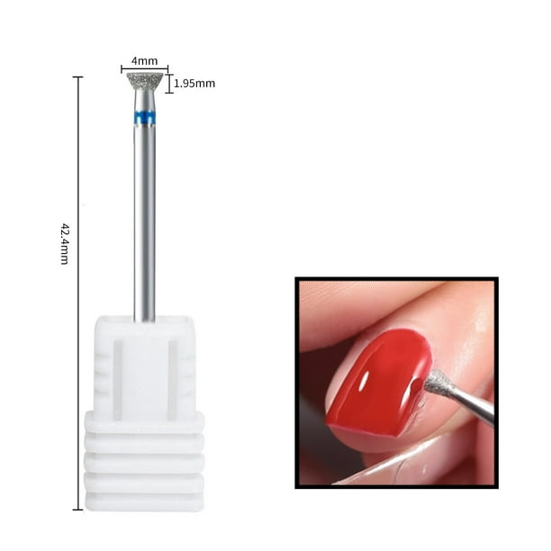 Broca de diamante para uñas, fresa para limpieza de cutículas, Gel, eliminación de desbordamiento, herramienta de manicura y pedicura, 1 ud.