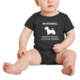 thumbnail image 2 of Warning: Protected by A Scottish Terrier Dog Funny Baby Bodysuits (Black,18-24 Months), 2 of 5