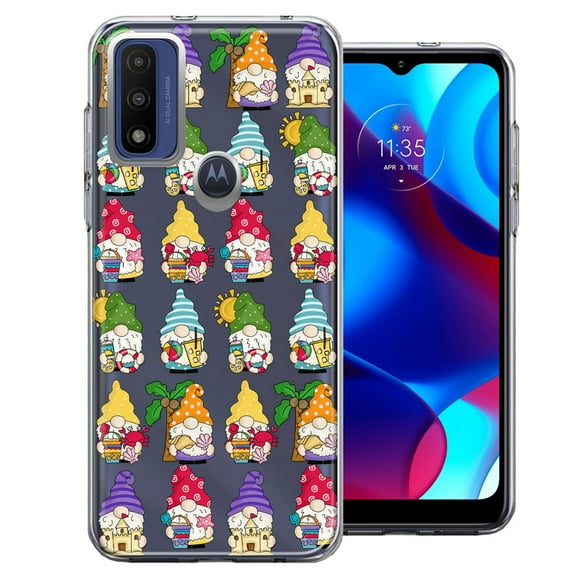 MUNDAZE Motorola Moto G Pure Summer Beach Cute Gnomes Sand Castle Shells Palm Trees Double Layer Phone Case Cover