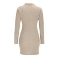 thumbnail image 5 of Gfyviroh Women's Dresses Quarter Zipper Turn-down Collar Knit Dresses Long Sleeve Solid Color Ribbed Mini Dresses, 5 of 6