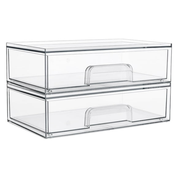 Vtopmart Tiroirs de Rangement Empilables Transparents de 12,1 Po L, Lot de 2 Bacs Organisateurs en Plastique Acrylique pour Palettes de Maquillage, Cosmétiques et Articles de Beauté, Idéal pour