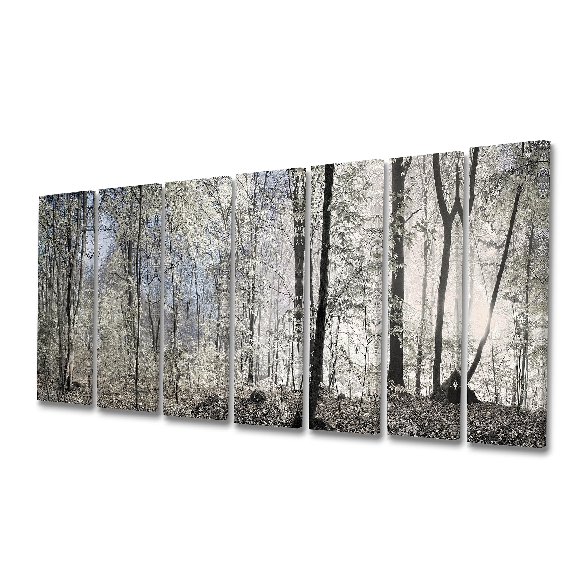 Designart 'Dark Morning in Forest Panorama ' Landscape Canvas Art Print