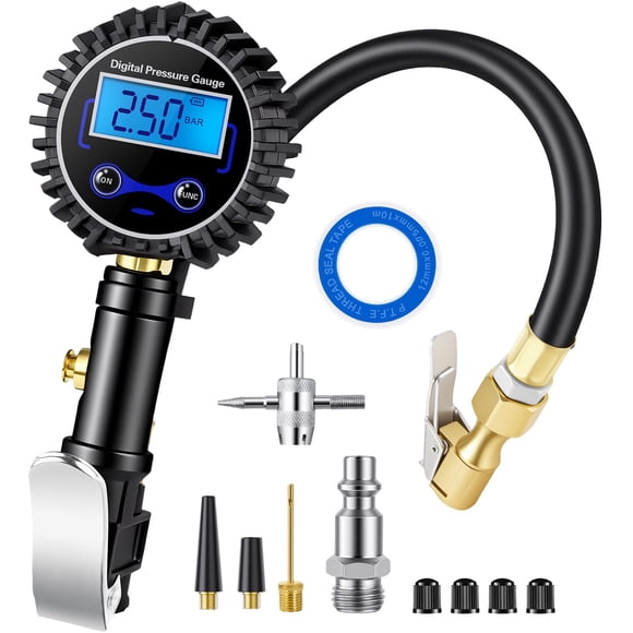Manómetro digital para presión de neumáticos DigitPro 250 PSI con inflador