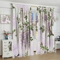 thumbnail image 4 of Purple Floral Kitchen Curtains Wisteria Country Flowers Wood Window Treatments Printed Pattern Living Room Curtains for Girls Women Room Blackout Curtains 52x84 Inch 2 Panels, 4 of 6